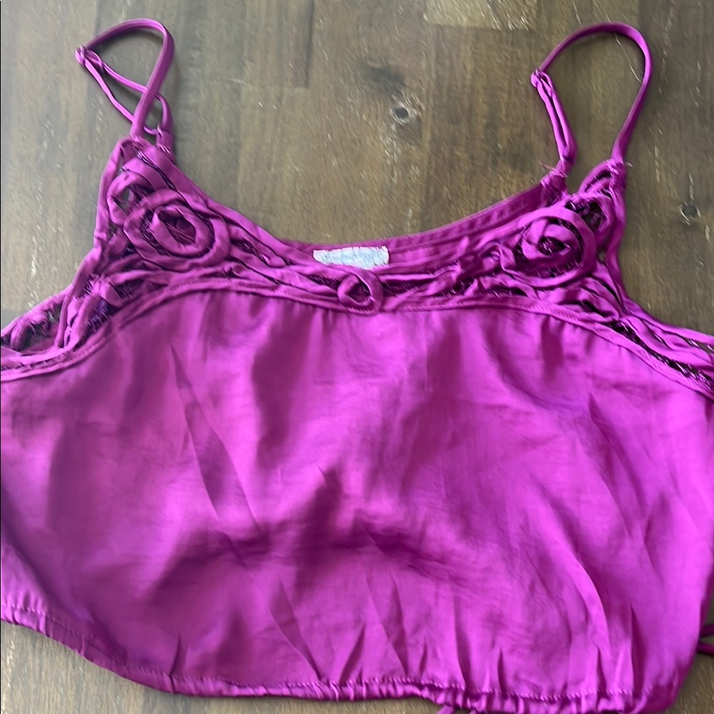 Free people Purple satin crop Women's Top